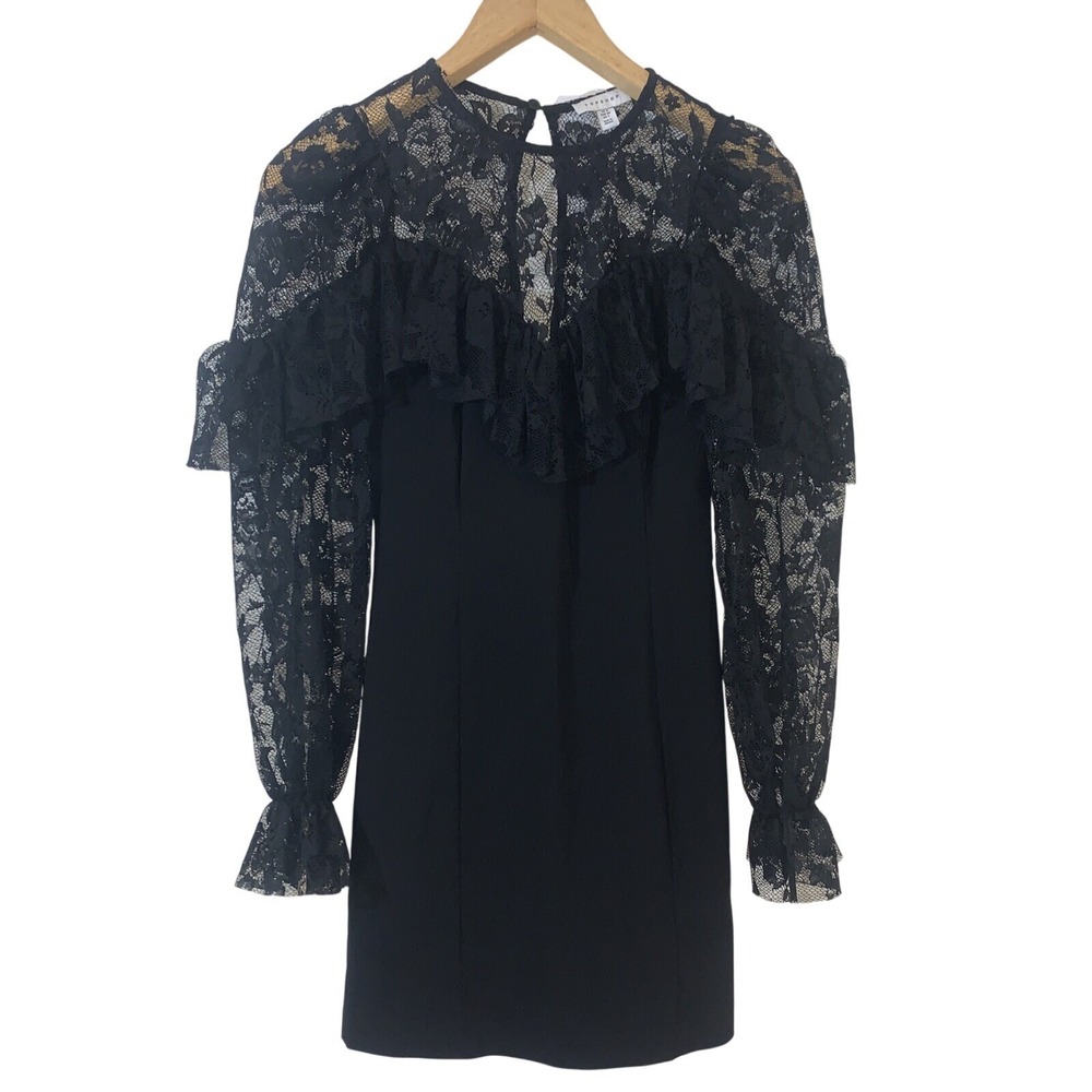 Topshop Womens Whimsigoth Dress Size 2 Black Lace Dark Fairy Goth Vamp Victorian
